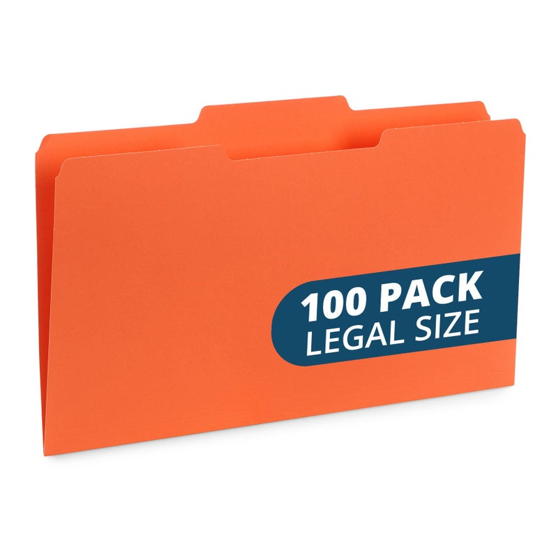 Blue Summit Supplies Orange File Folders, 1/3 Cut Tab, Legal Size, Great for Organizing and Easy File Storage, 100 Per Box - Image 1